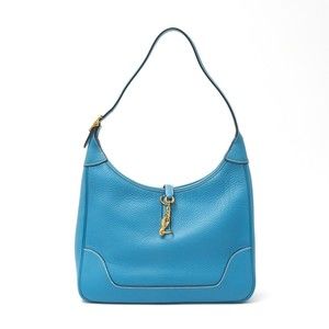 Hermes Trim 31 Shoulder Bag Togo Leather Blue Jean